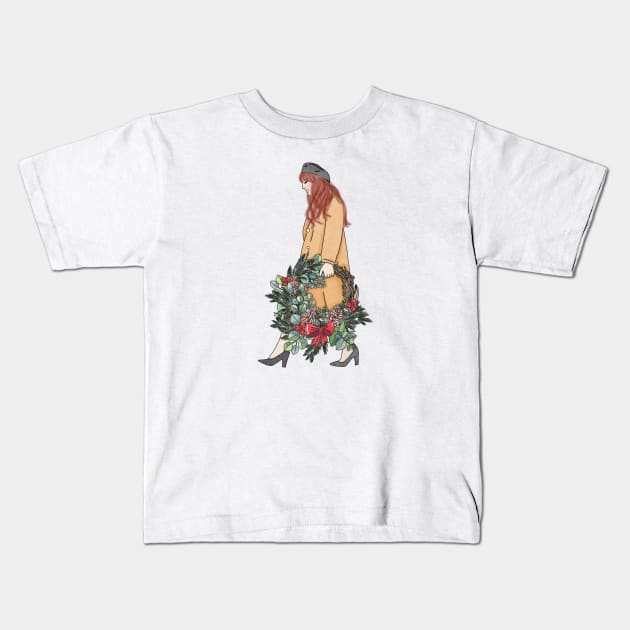 Christmas girl (12) Kids T-Shirt by piscoletters